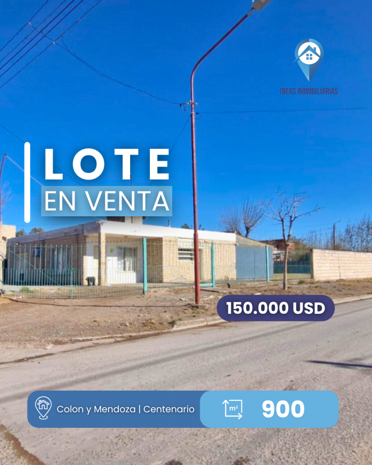 En esquina: Terreno de 900 m² con casa a refaccionar | Centenario